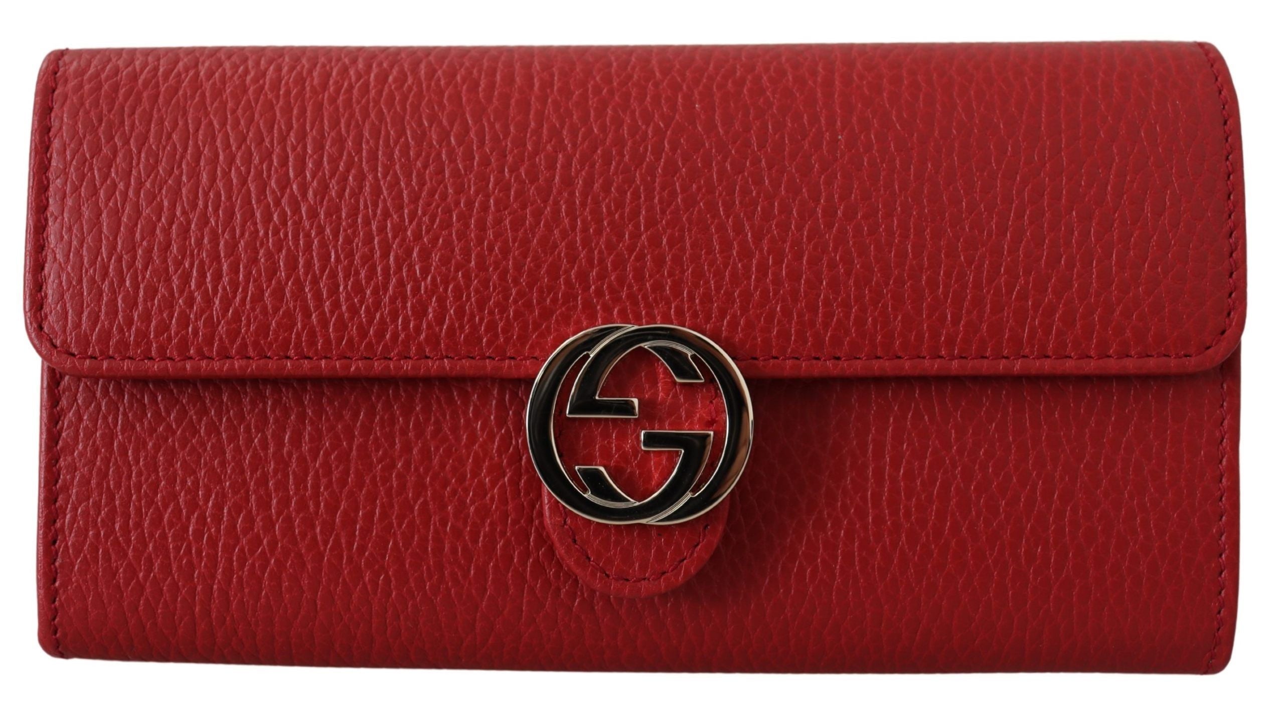 Gucci Elegant Red Leather Wallet with Iconic Interlock