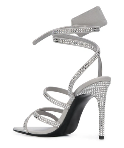 Off-White Gray Calfskin Women Sandal