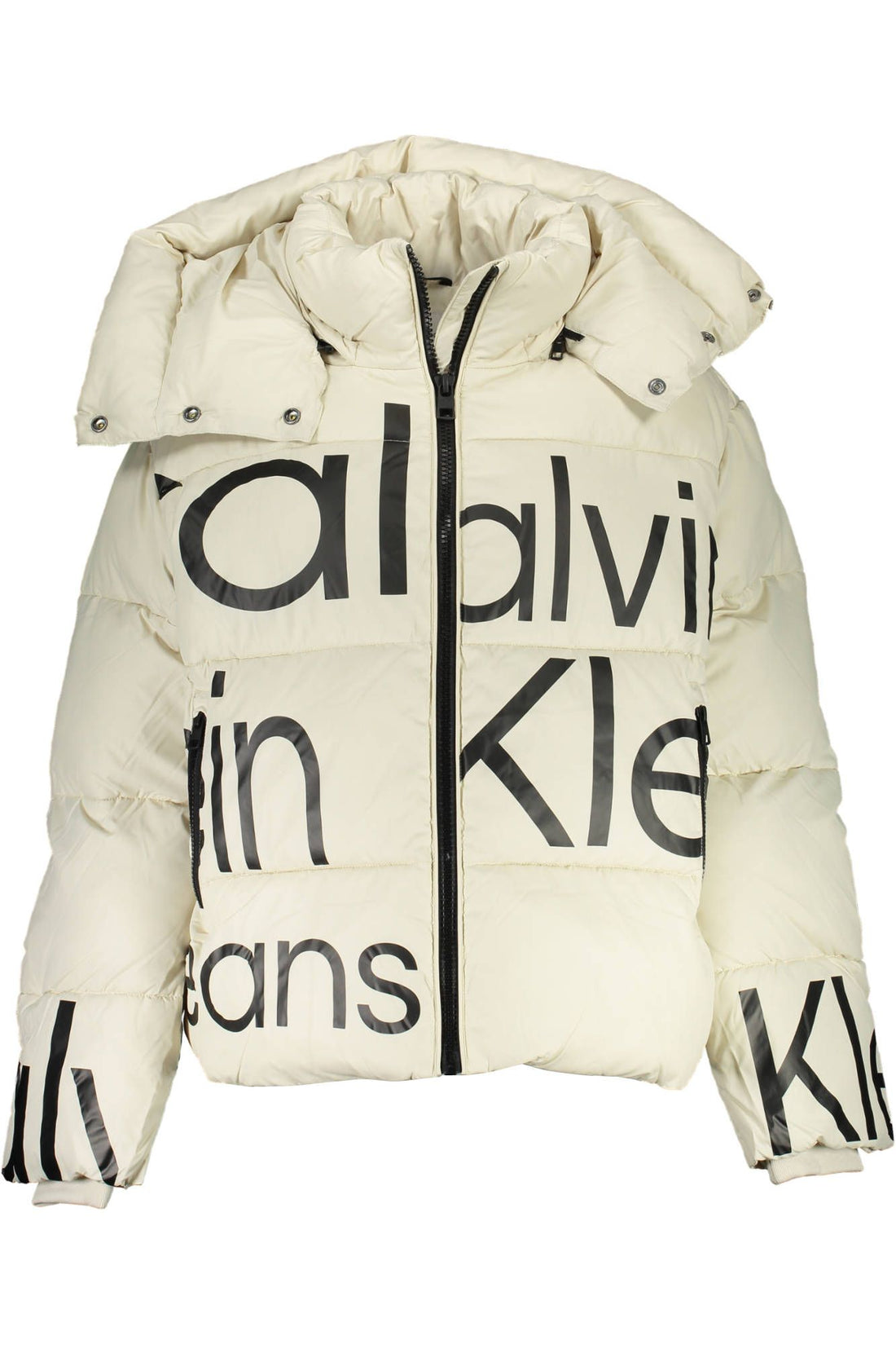 Calvin Klein Elegant Beige Jacket with Removable Hood