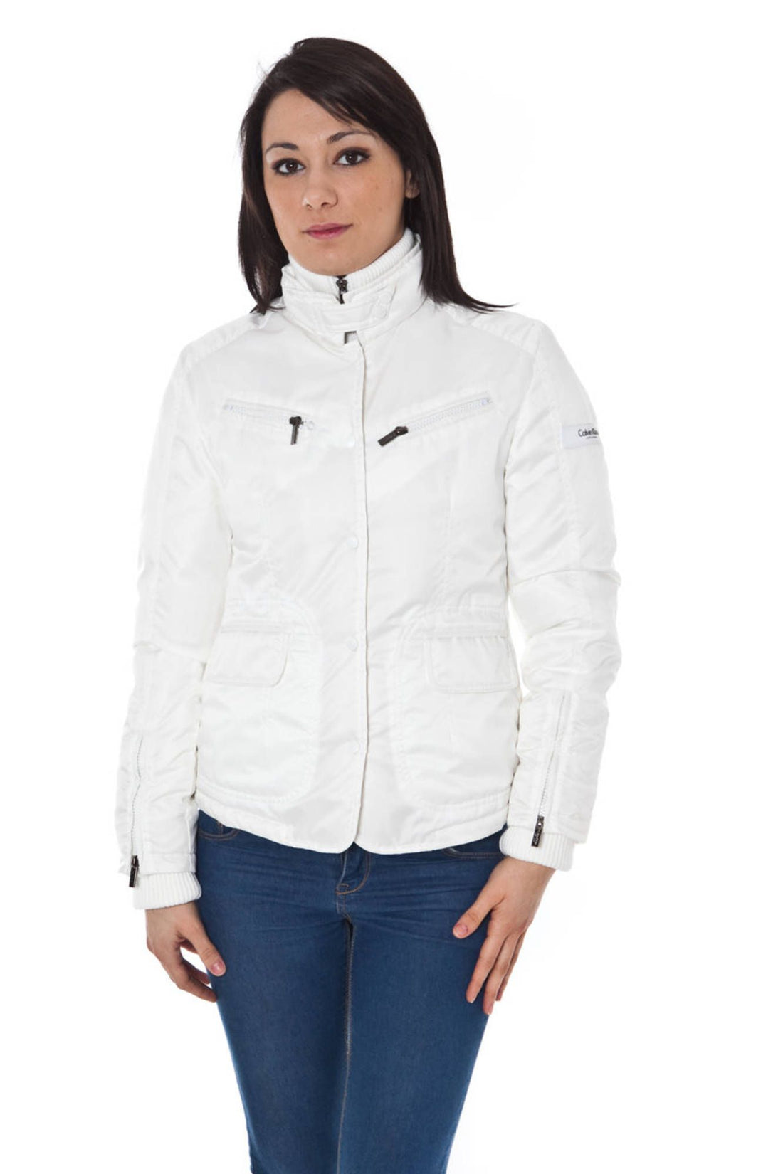 Calvin Klein Elegant White Down Jacket with Removable Hood