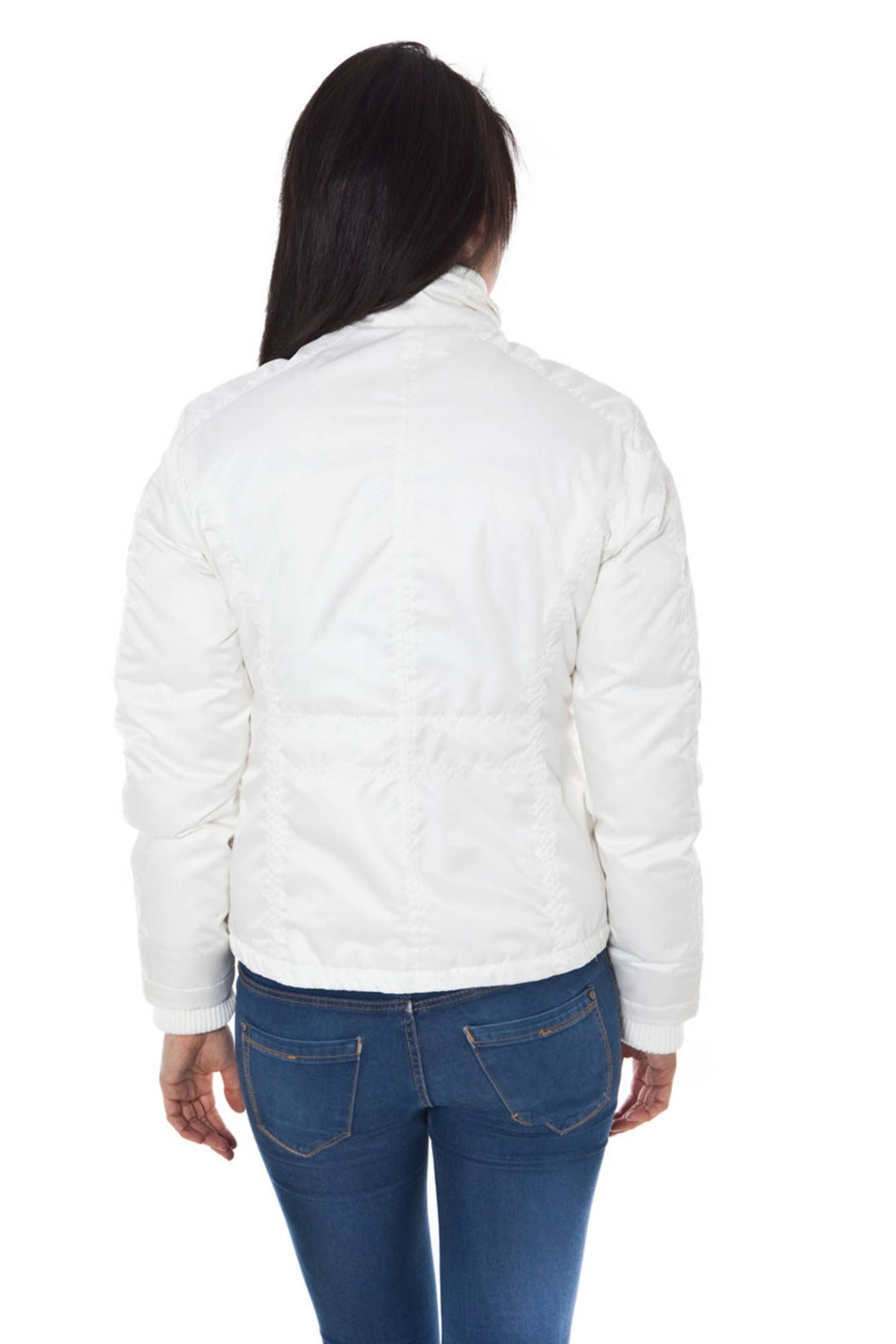 Calvin Klein Elegant White Down Jacket with Removable Hood