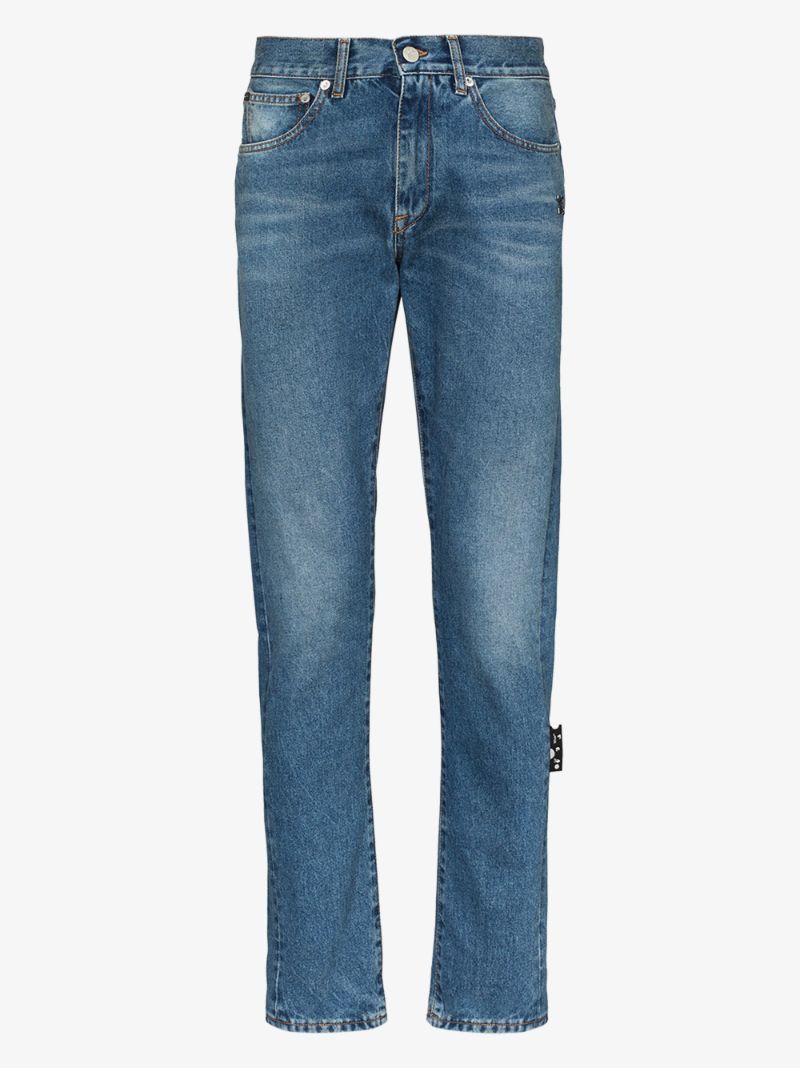 Off-White Embroidered Designer Blue Jeans