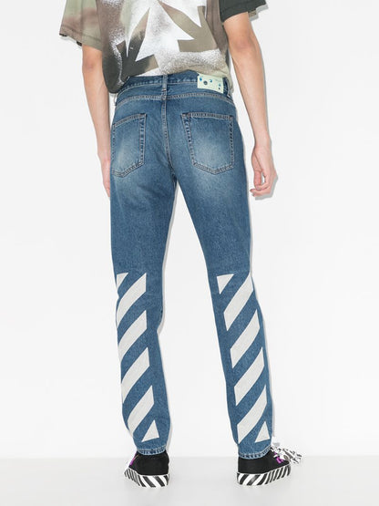 Off-White Embroidered Designer Blue Jeans