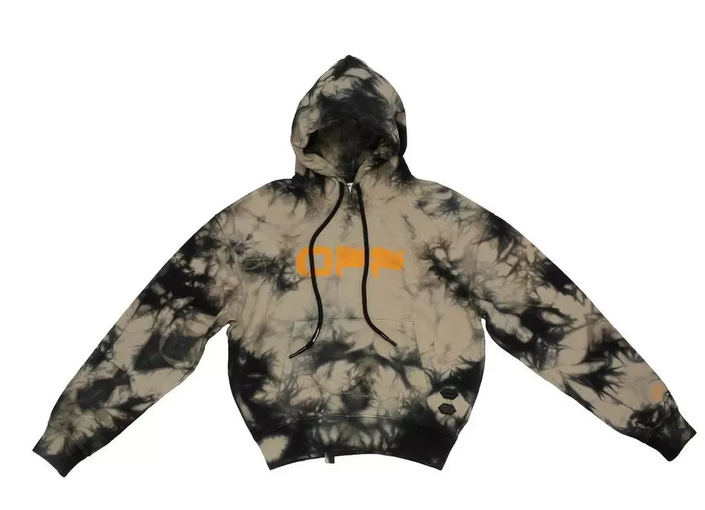 Off-White Tie Dye Print 100% Cotton Hoodie