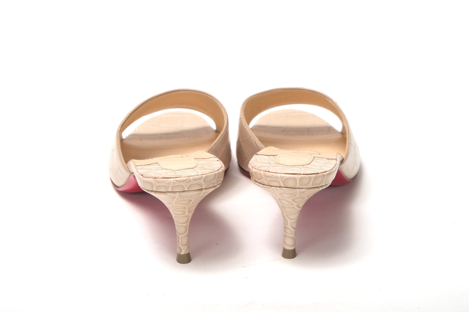 Christian Louboutin Nougat Kitten Heel Mule Leather Shoes