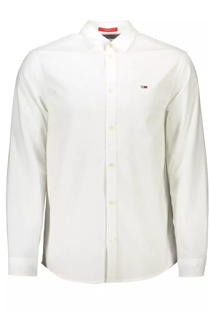 Tommy Hilfiger Elegant White Italian Collar Cotton Shirt