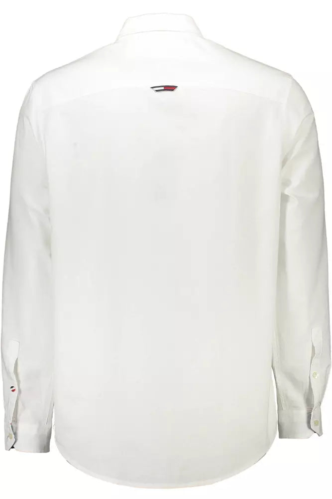 Tommy Hilfiger Elegant White Italian Collar Cotton Shirt