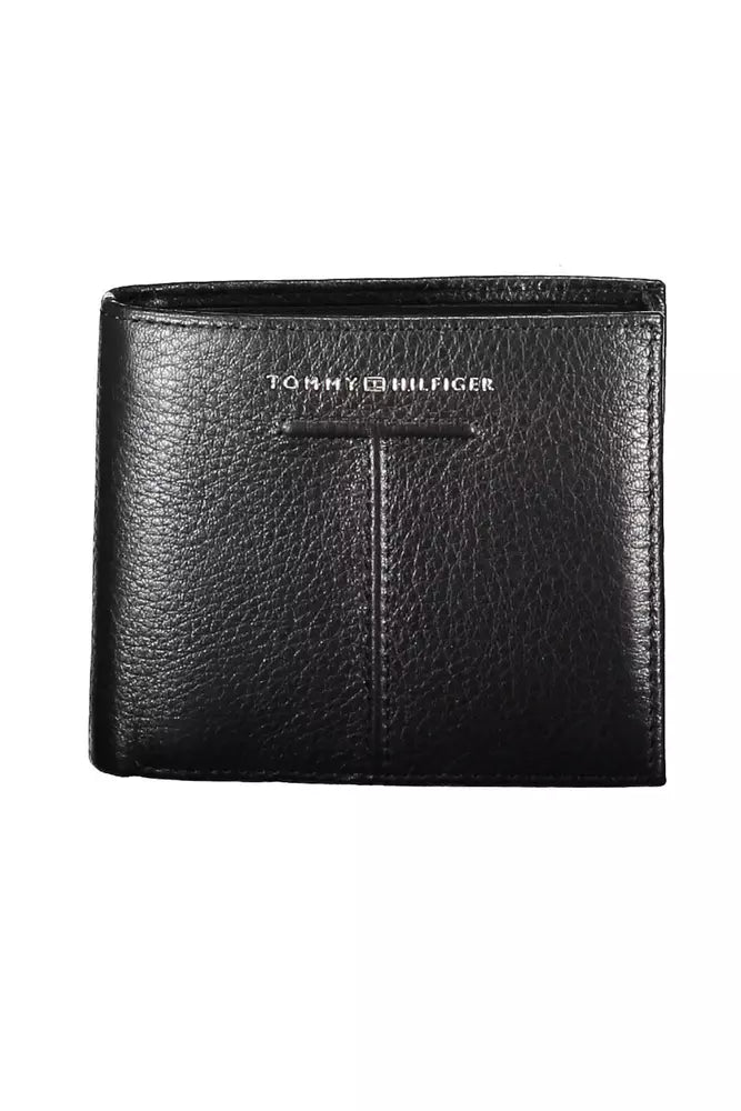 Tommy Hilfiger Sleek Black Leather Wallet with RFID Blocker