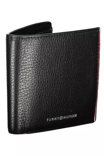 Tommy Hilfiger Sleek Black Leather Dual Compartment Wallet