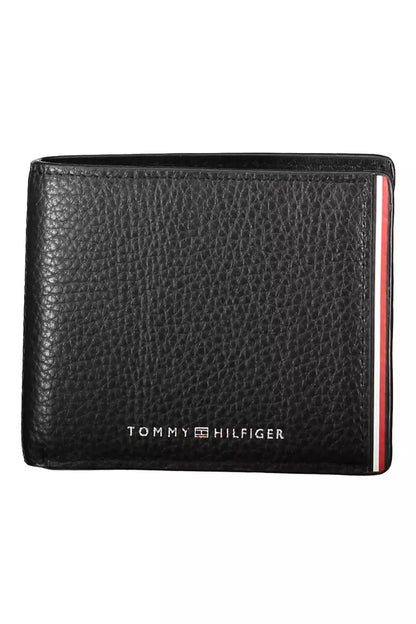 Tommy Hilfiger Sleek Black Leather Wallet with Logo Detail