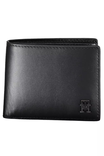 Tommy Hilfiger Sleek Black Leather Wallet with Contrast Accents