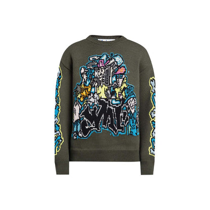 Off-White Military-Inspired Wool-Blend Graffiti Sweater