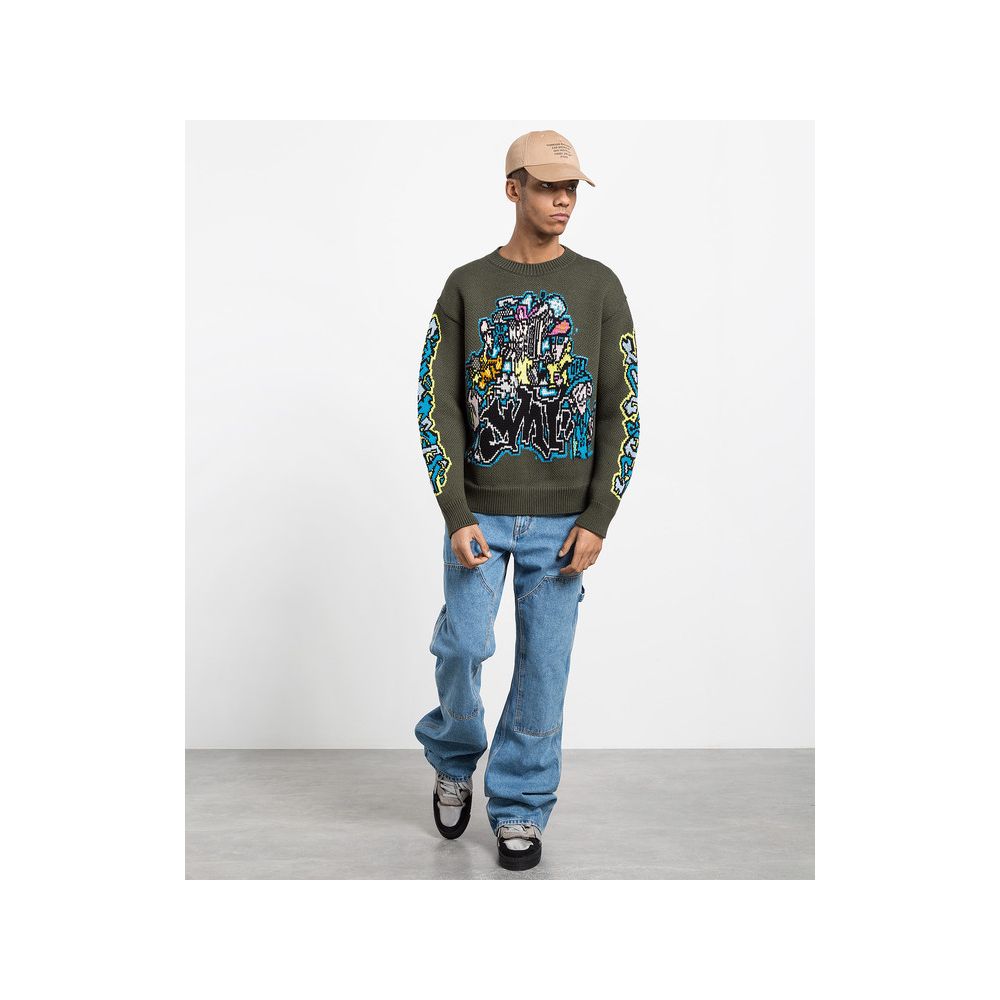 Off-White Military-Inspired Wool-Blend Graffiti Sweater