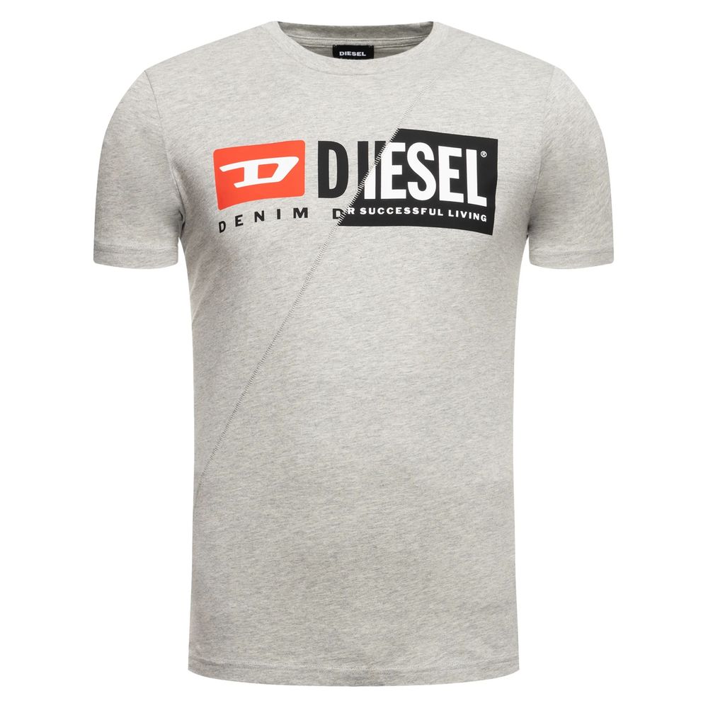 Diesel Sleek Gray Crew Neck Logo Tee