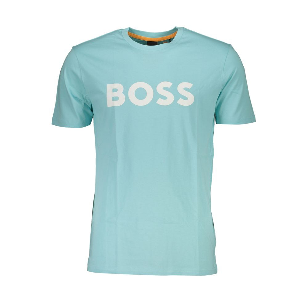 Hugo Boss Light Blue Cotton Men T-Shirt