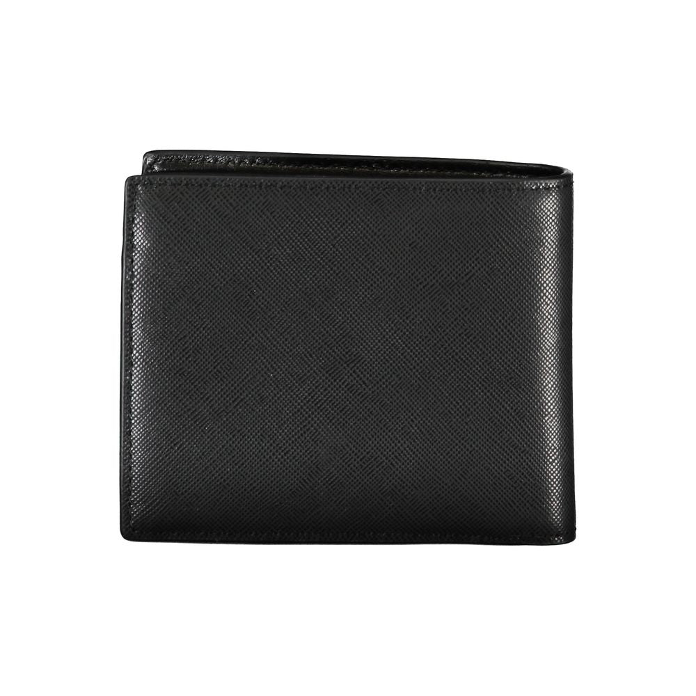 Tommy Hilfiger Elegant Black Leather Wallet with Contrast Details