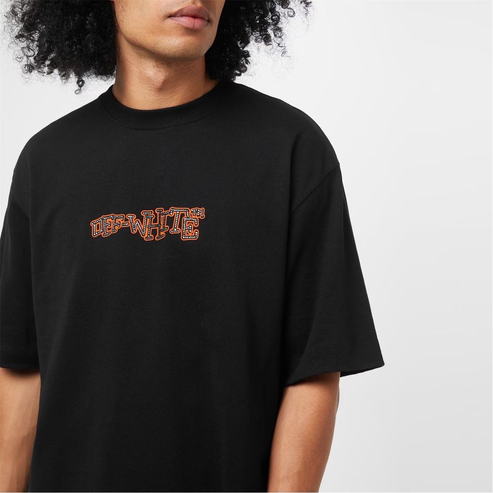 Off-White Embellished Black Cotton Tee