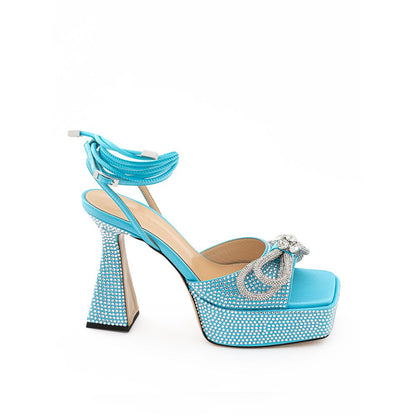 MACH &amp; MACH Elegant Light Blue Leather Platforms