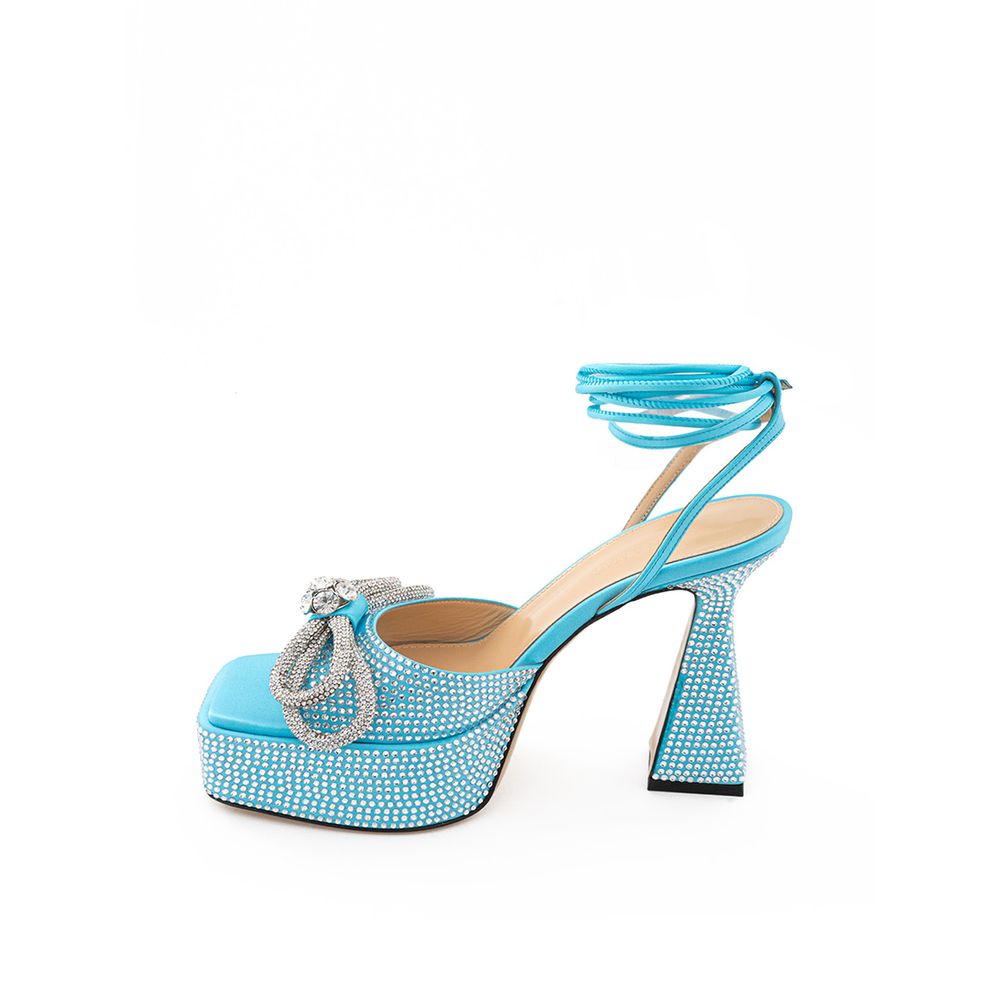 MACH &amp; MACH Elegant Light Blue Leather Platforms