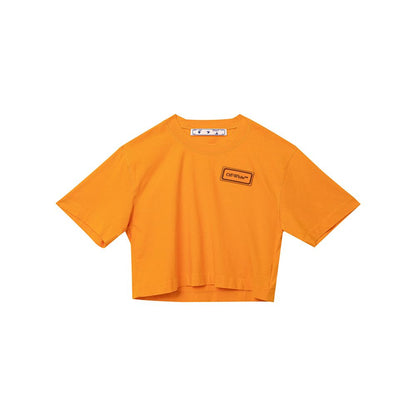 Off-White Orange Cotton Statement Top for Women