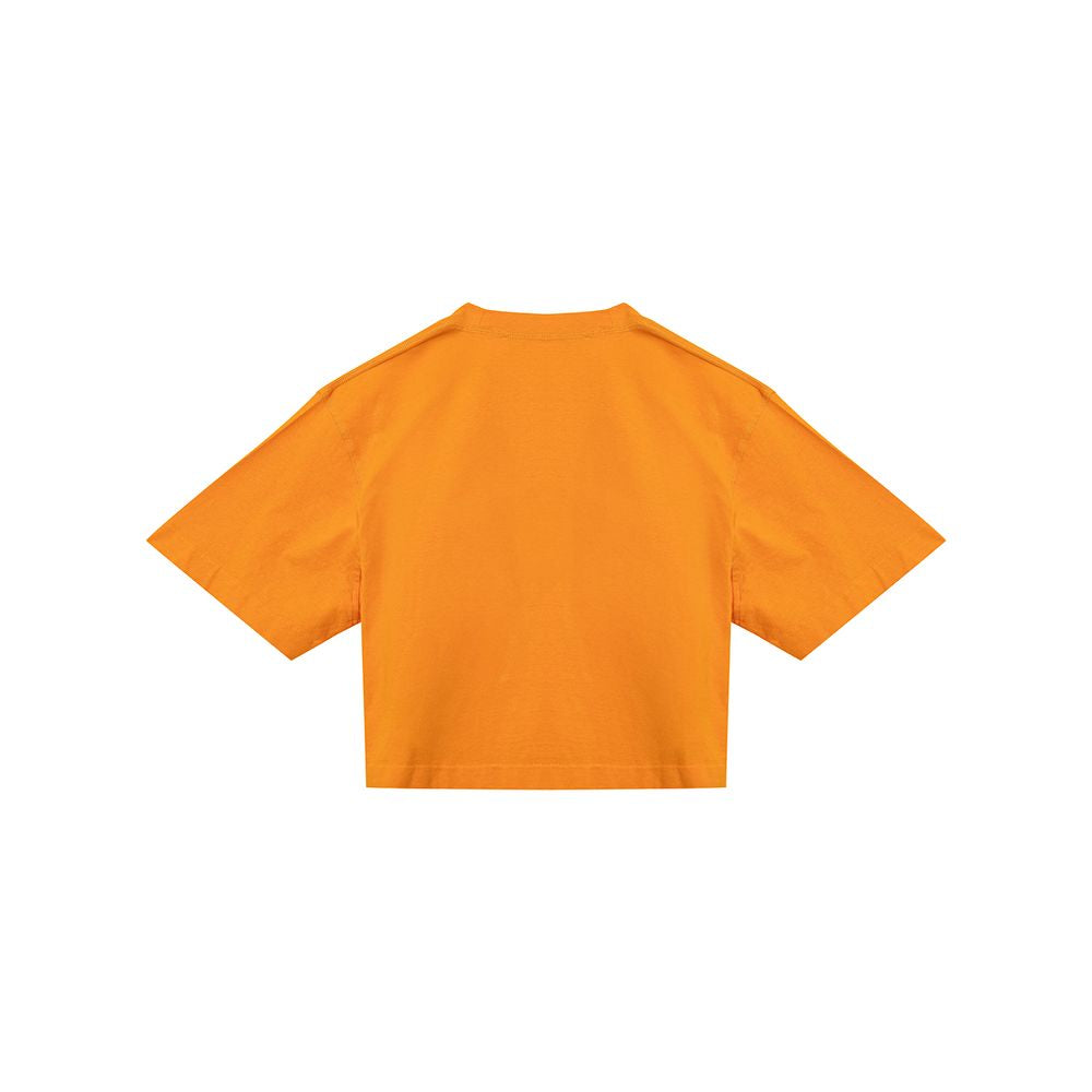 Off-White Orange Cotton Statement Top for Women