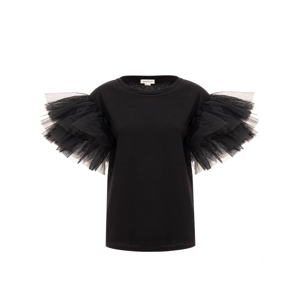 Alexander McQueen Black Cotton Tops &amp; T-Shirt