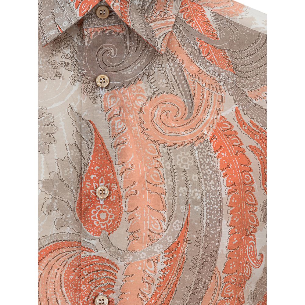 Brioni Orange Cotton Shirt