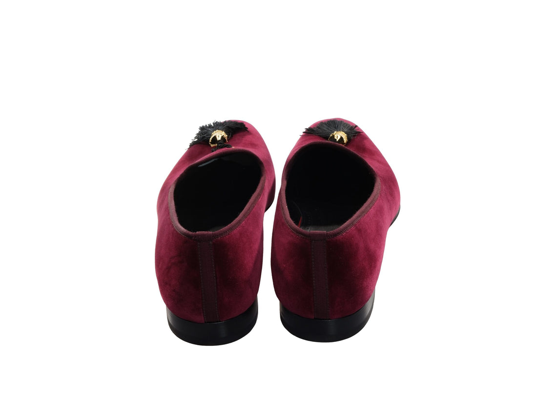 Christian Louboutin Stanboul Burgundy Velvet Flat Shoes