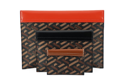 Elegant Versace Trio Pouch Set in Red &amp; Brown