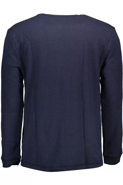Tommy Hilfiger Elegant Blue Long-Sleeved Sweater with Logo Embroidery